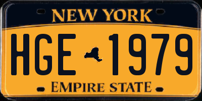NY license plate HGE1979