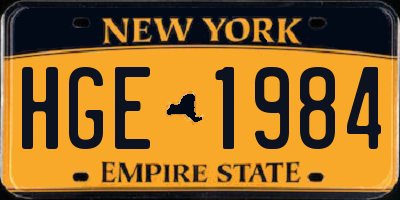 NY license plate HGE1984