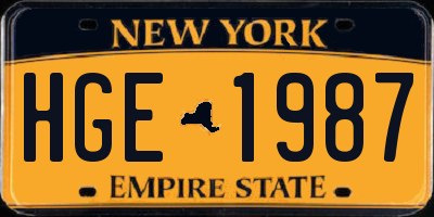 NY license plate HGE1987