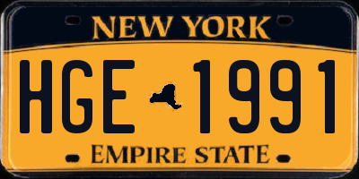 NY license plate HGE1991