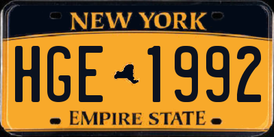 NY license plate HGE1992