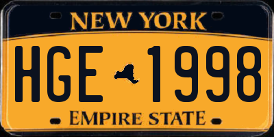 NY license plate HGE1998