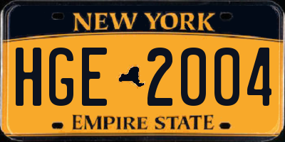 NY license plate HGE2004