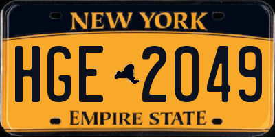NY license plate HGE2049