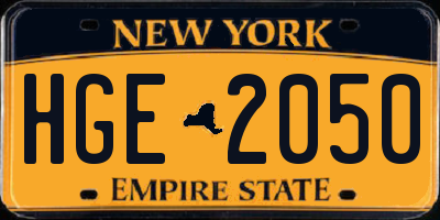 NY license plate HGE2050