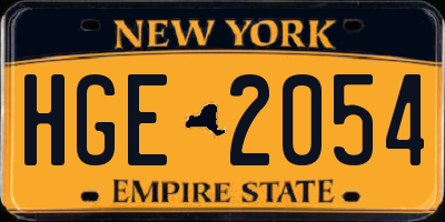 NY license plate HGE2054