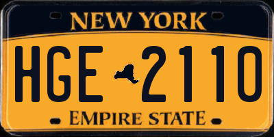 NY license plate HGE2110