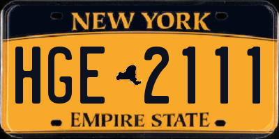 NY license plate HGE2111