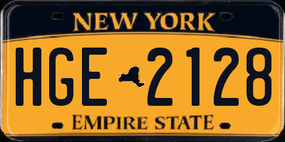 NY license plate HGE2128