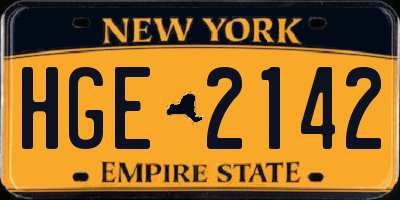 NY license plate HGE2142