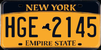 NY license plate HGE2145