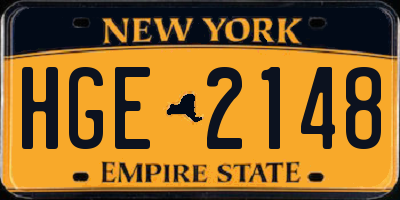NY license plate HGE2148