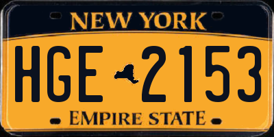 NY license plate HGE2153