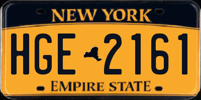 NY license plate HGE2161