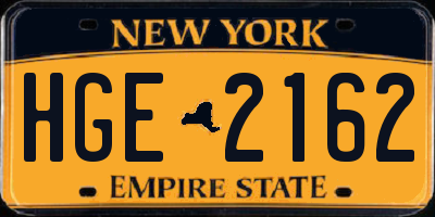 NY license plate HGE2162