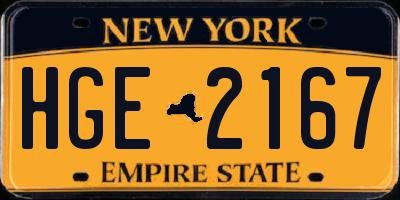 NY license plate HGE2167