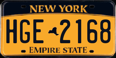 NY license plate HGE2168