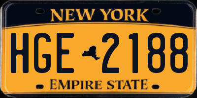 NY license plate HGE2188