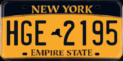 NY license plate HGE2195