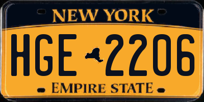 NY license plate HGE2206
