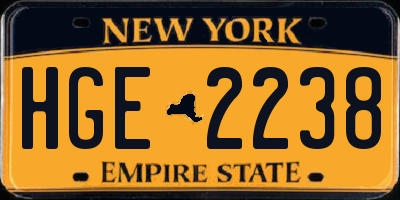 NY license plate HGE2238
