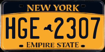 NY license plate HGE2307