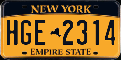 NY license plate HGE2314