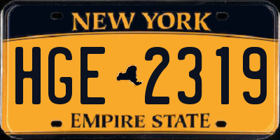 NY license plate HGE2319