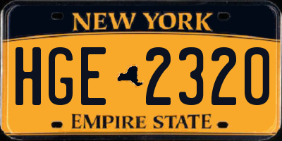 NY license plate HGE2320