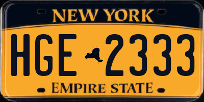 NY license plate HGE2333