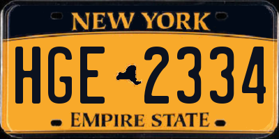 NY license plate HGE2334