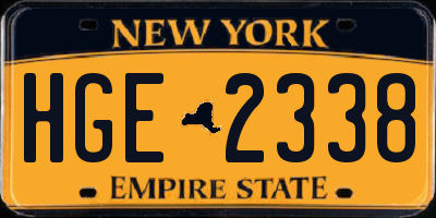 NY license plate HGE2338