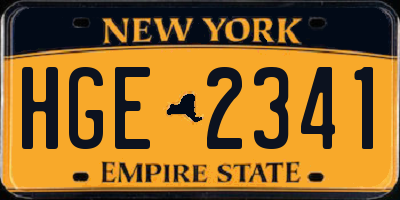 NY license plate HGE2341
