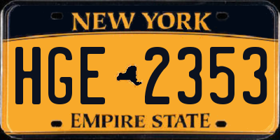 NY license plate HGE2353