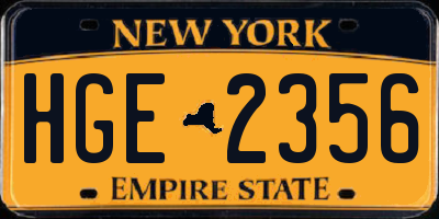 NY license plate HGE2356