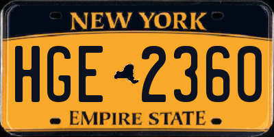 NY license plate HGE2360