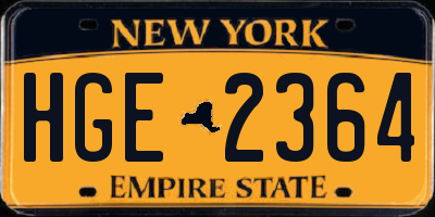 NY license plate HGE2364