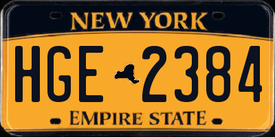 NY license plate HGE2384
