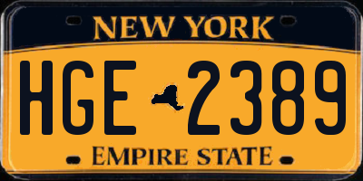 NY license plate HGE2389