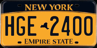 NY license plate HGE2400