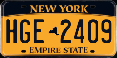 NY license plate HGE2409