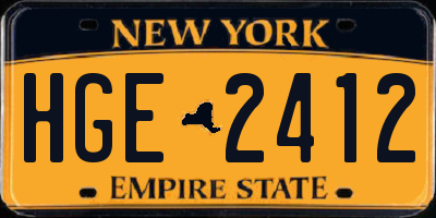 NY license plate HGE2412