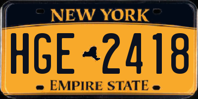NY license plate HGE2418