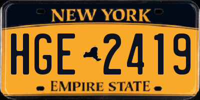 NY license plate HGE2419