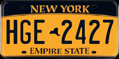 NY license plate HGE2427