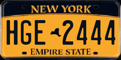 NY license plate HGE2444