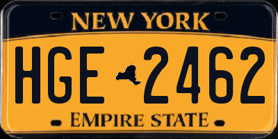 NY license plate HGE2462