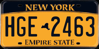 NY license plate HGE2463