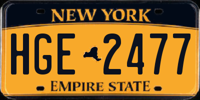 NY license plate HGE2477