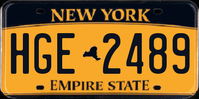 NY license plate HGE2489